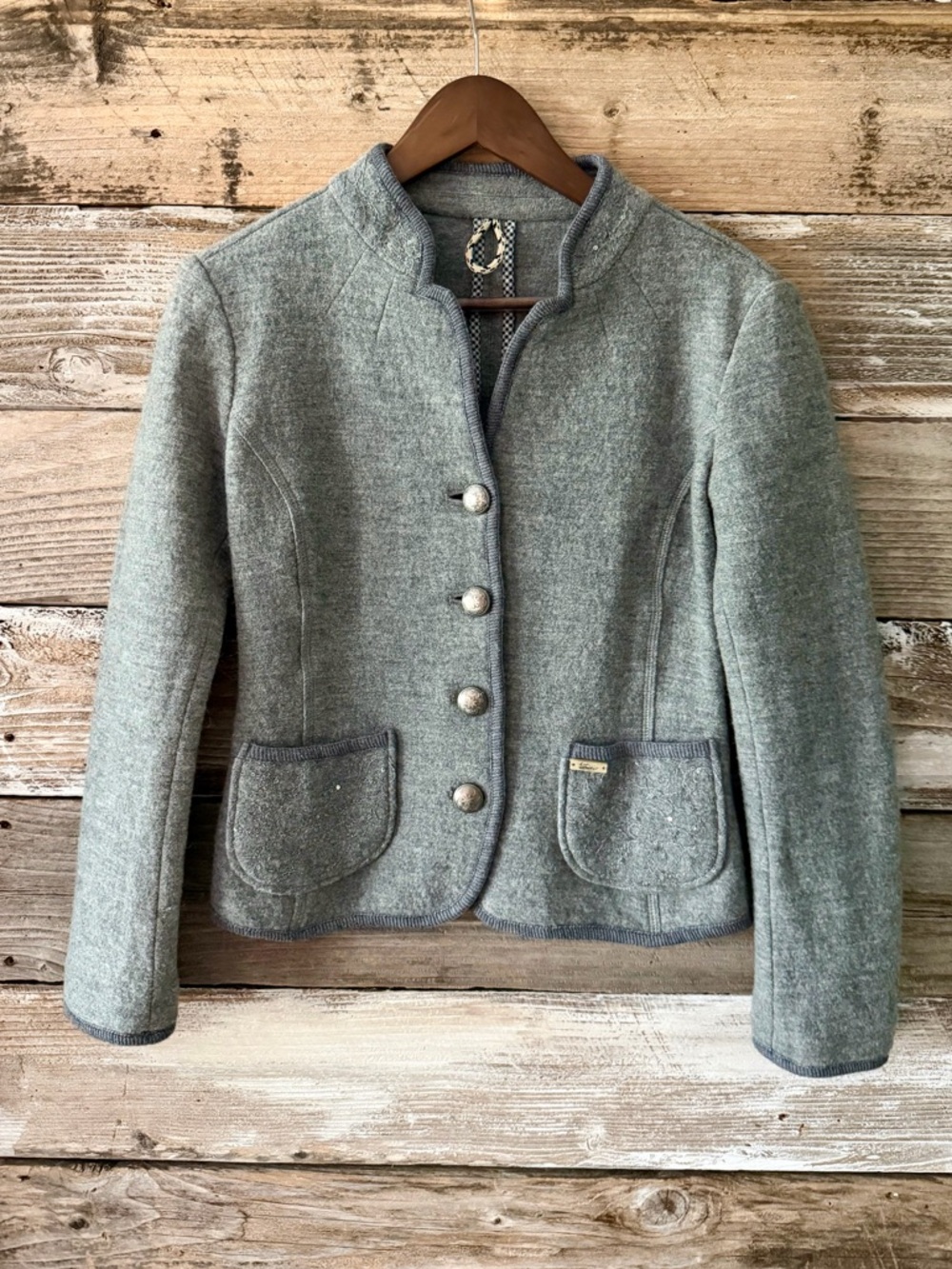 LUIS TRENKER WOOL LODEN JACKET ITALY SIZE 42 VIRGIN WOOL ALPINE BLAZER